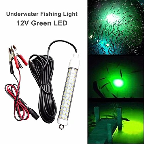 HonsCreat 12V 10W 180 LEDs 2000 Lumens LED Submersible Fishing Light Underwater Fish Finder Lamp with Battery Clip & 5m Cord