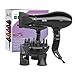BERTA 1875W Ceramic Tourmaline Hair Dryer Negative Ionic Blow Dryer 2 Speed & 3 Heat Settings AC Motor with 4 professional Accessories(Black)