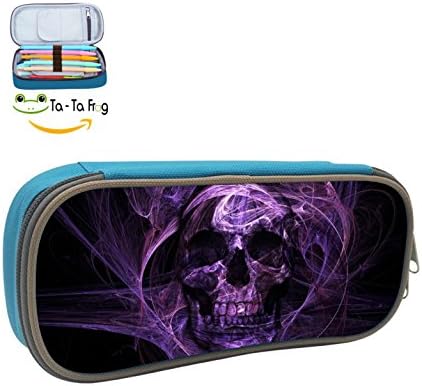 Purple Skull Student Pencil Case Large Capacity Makeup Pouch Office Pencil Bag