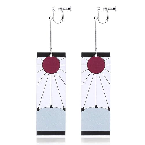 Tanjiro Earrings,Hanafuda Sun Earrings Clip on Anime Earrings Cosplay  Jewelry Merch in Oman Whizz Drop Dangle