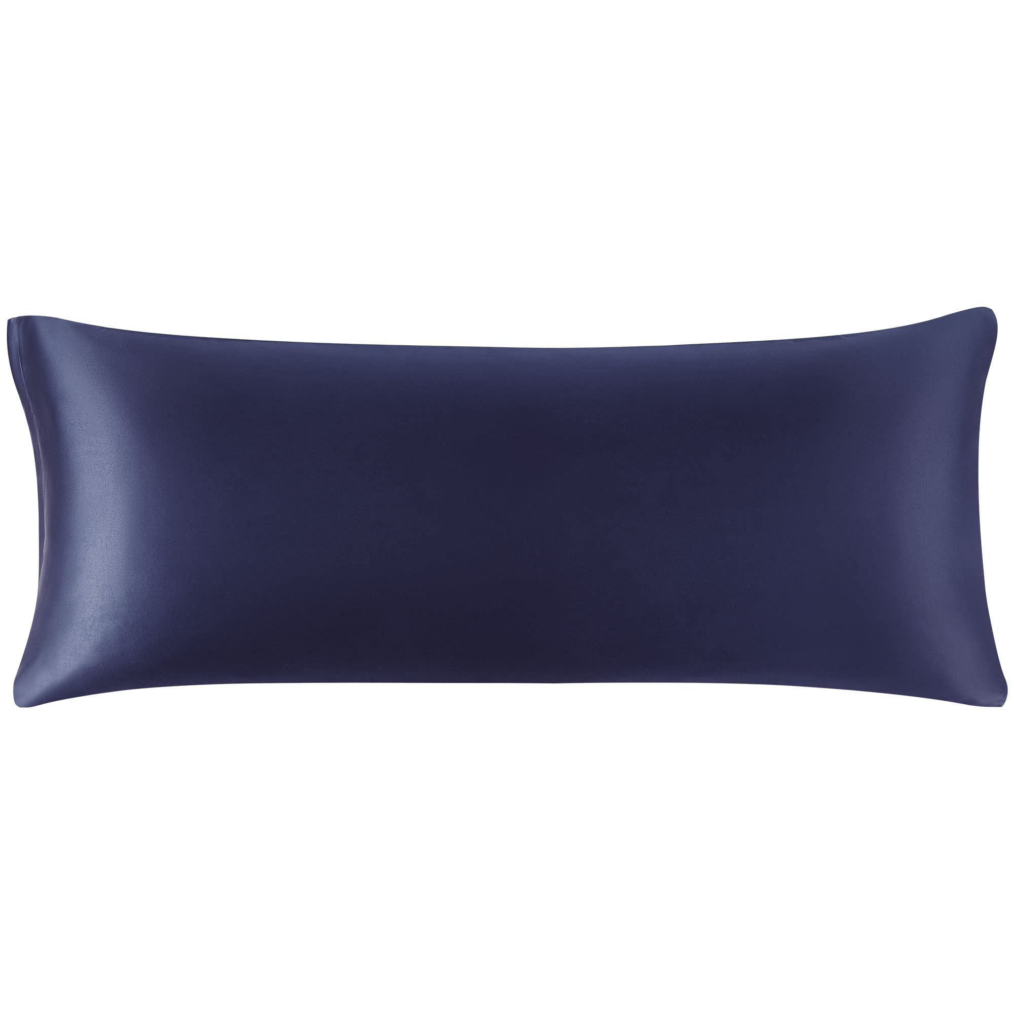 PiccoCasa Satin Body Pillowcase for Hair and Skin, Luxury Silk Satin Long Pillow Cover Smooth Soft Satin Body Pillow Cover with Zipper Closure Navy 4ft 6
