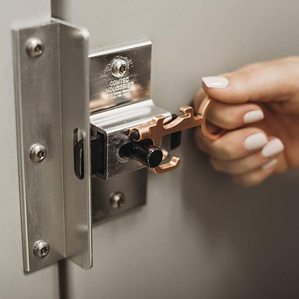 No Touch Door Opener Tool 3 Pcs Set Black Silver Rose Gold Contactless Door Opener With Rubber Rings Serves As Bottle Opener And Stylus Pad Key Ring Included Bopie Manual