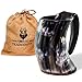 Norse Tradesman Original XL Viking Drinking Horn Mug - 100% Authentic Beer Horn Tankard With Hardwood Base & Burlap Gift Sack | The Original, High Polish, approx. 30 oz