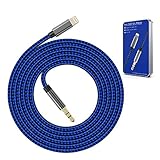 Car aux Cord for iPhone Length 6.6ft with Gift Wrapping, Long Aux Cable for iPhone for Car Compatible with X/XR/XS/XS MAX/8/7/6,Support iOS 10/11/12 and Above(6.6 Feet/Blue)