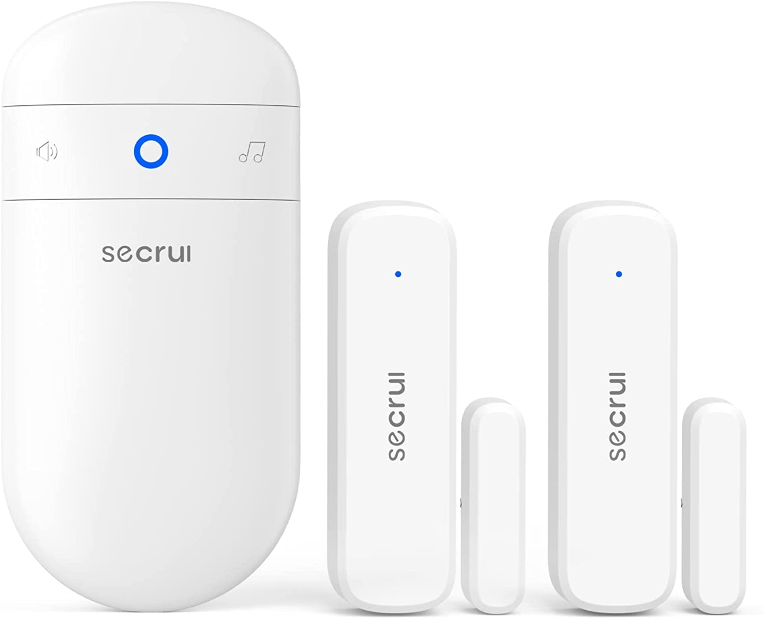 SECRUI Wireless Door Open Sensor Alarm Chime, 500ft Operating Range 52 Chimes Adjustable Volume with Mute Mode LED Indicators 1 Plug-in Receiver 2 Magnetic Door Alarm Sensor for Home Store Security
