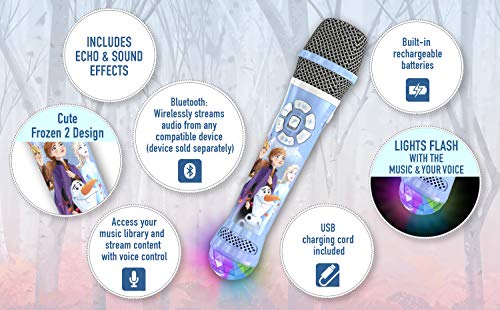 Micrófono Karaoke Oficial De Frozen 2 De Redstring, Con Luces Y Canciones En Español, Incluye 2 Pilas AA, Conecta Tu MP3, A Partir De 3 Años