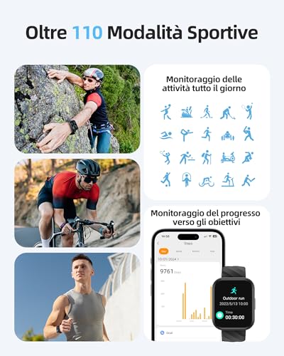 Parsonver Smartwatch for Men and Women with 5ATM Waterproof for Swimming, Fitness Watch with 100+ Sports, Heart Rate, Sleep, Calories, SpO2, Smart Watch for iPhone Android (Black, 1.8 Inches)