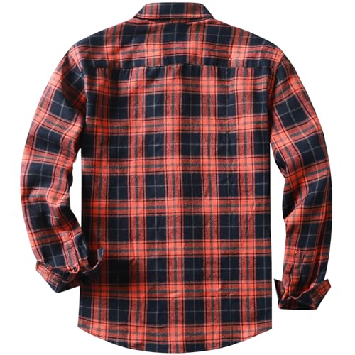 JMIERR MEN’S FALL FASHION LONG SLEEVE BUTTON UP LIGHTWEIGHT FLANNEL COTTON PLAID SHIRTS BUSINESS CASUAL DRESS SHIRTS, US 50(2XL), BURNT ORANGE