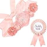 Blush Peach Maternity Sash & Dad to be Corsage Kit - Baby Shower Sash Baby Boy Pregnancy Sash Keepsake Baby Shower Flower Bel