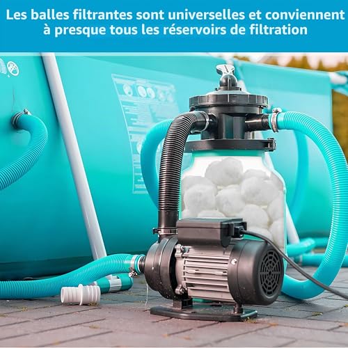DUBUOZA Filter Balls, 1300 g Reusable Pool Filter Ball with Laundry Net, Can Replace 45 kg Sand Filtration Aquarium, Pool Filters Accessories