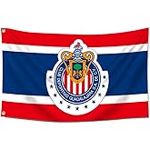 Eksent Flag Banner Guadalajara 3x5 feet Mexico Futball Soccer for Chivas fans (Duplex printing,Bright & Vibrant 150D Polyester,Brass grommet design
