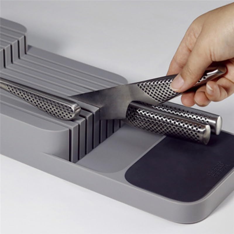 Organizador de Facas para Gaveta de Armário de Cozinha Com Base de apoio até 9 Facas suporta (BRANCO)