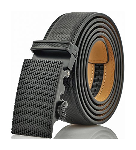 Marino Menâ€™s Genuine Leather Ratchet Dress Belt With Automatic Buckle, Enclosed in an Elegant Gift Box - Black - Adjustable from 28