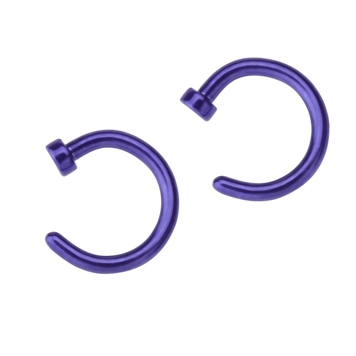 Holibanna 2pcs Titanium Steel Nose Rings C Shape Nose Piercings Hoops Punk Body Piercing Jewelry for Woman Man 6mm Purple