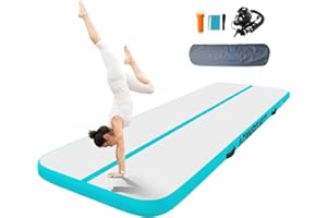 A&BBOARD Inflatable Air Gymnastics Mat 6.6ft/10ft/13ft/16ft Training mat 4 inches Thick tumbling mat wih Electric Air Pump for Home/Gym/Outdoor