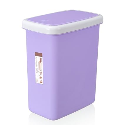 6 Color Plastic Trash Can Kitchen Bathroom Bedroom Parlor Office Trash Can Plastic Garbage Bin Purple