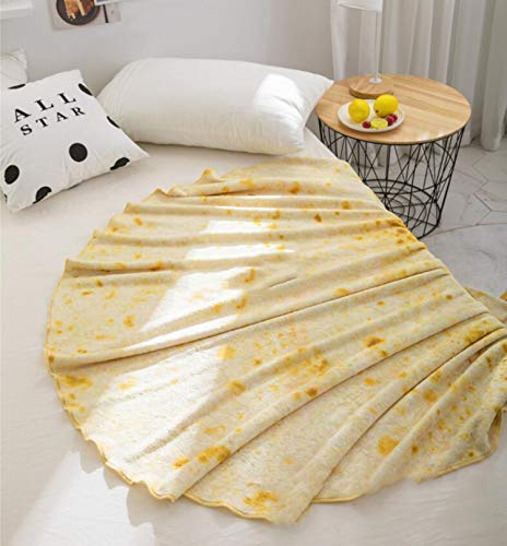 Hayousui Burrito Tortilla Blanket,Tortilla Throw Blankets Giant Burritos Wrap Blanket, Comfort Round Food Blanket for Kids and Adults (60 inches)