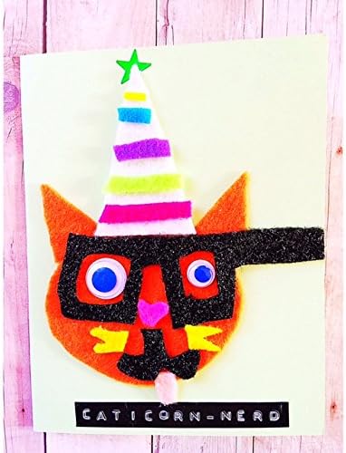 Caticorn Nerd Quirky Cat Unicorn Birthday Card! Nerdy Geeky Dorky Birthday Greeting Card.