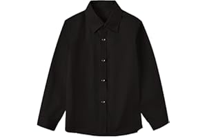 SISAVE Boy's Long Sleeve Button-Down Shirt Kids Soild Collar Fashion Dress Shirts, Boys Short Sleeve Tops Size 2t-20