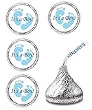 108 Its A Boy Blue Footprints Baby Shower Party Kisses Labels Favors Stickers