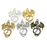 JulieWang 20PCS Mixed Color Alloy Ramdon Wing Dragon Pendants Charms Crafts Findings