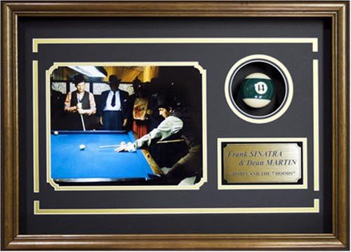 Frank Sinatra, Dean Martin. Billiard Room Movie Memorabilia. Photo, Ball, Plate. Professionally Framed in Custom Made Shadow Box Real Wood Frame (21.25 x 15.25)