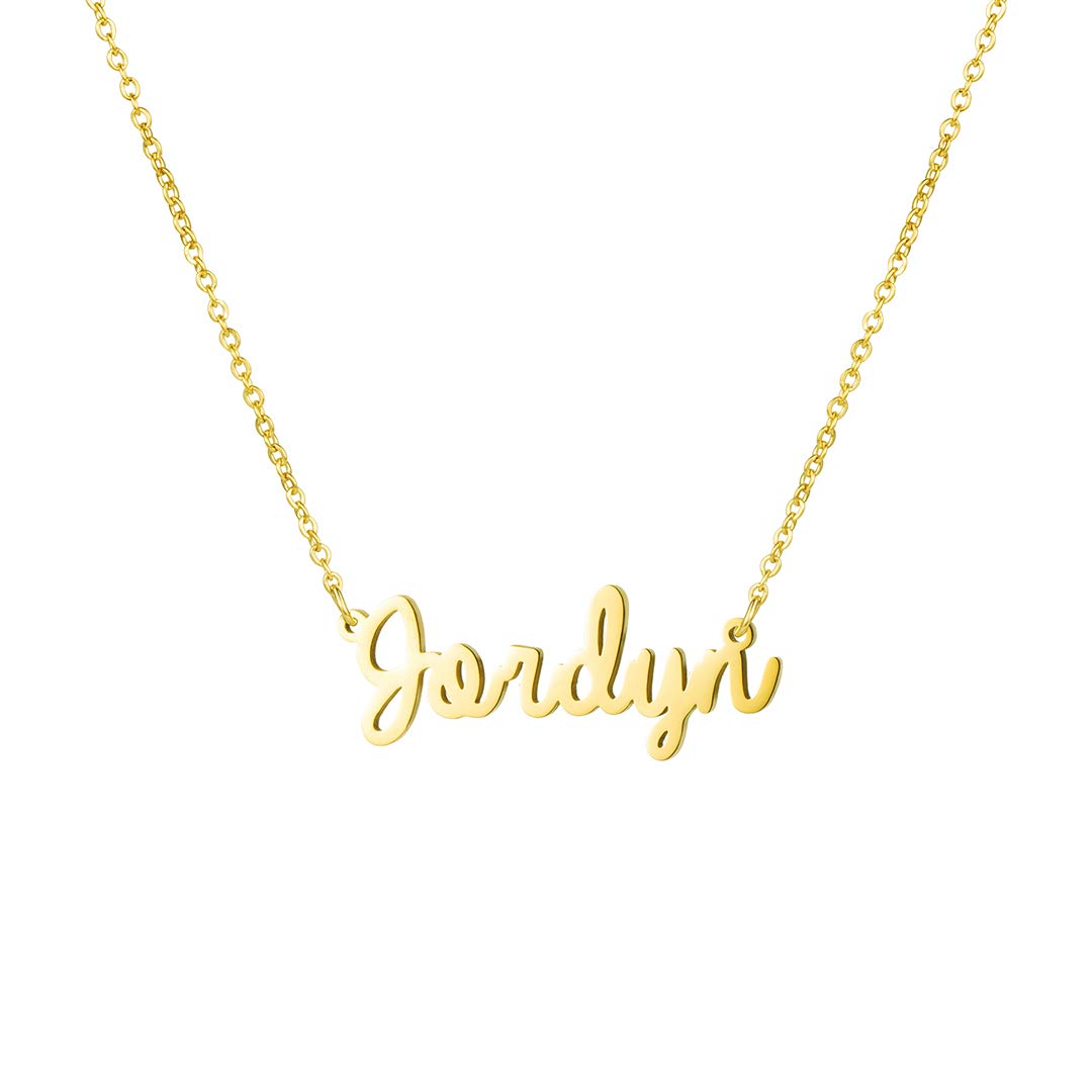 Awegift Personalized Name Necklace 18K Gold Plated New Mom Bridesmaid Gift Jewelry for Women, Metal