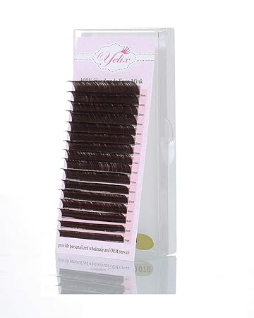 Amazon Com Natural Dark Brown Eyelashes Extensions Mink Mixed Length False Individual Lashes Colored Eyelash Supplies 9 Lengths In One Tray By Yelix C Curl 0 07mm 7 15mix Beauty