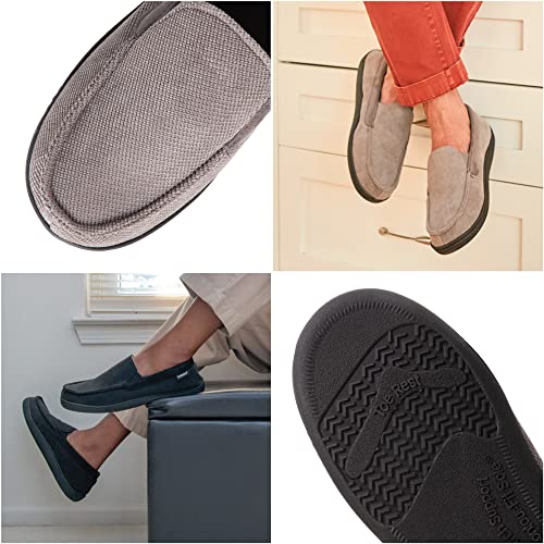 isotoner Men's Slipper, Diamond Corduroy Moccasin with Memory Foam and