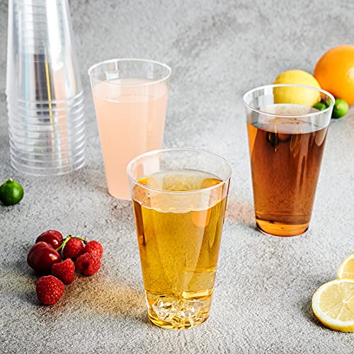 100 Pack 16 oz Clear Plastic Cups, FOCUSLINE Disposable Cups Large