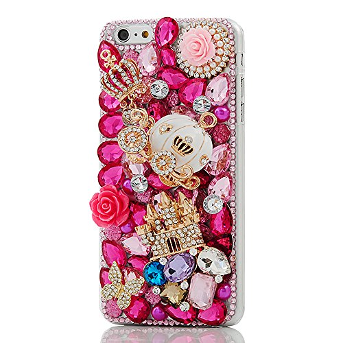 iPhone 6S Plus Case,iPhone 6 Plus Case (5.5") - Mavis s Diary 3D Handmade Bling Crytal Golden Castle White Pumpkin Carriage Colorful Shiny Glitter Sparkly Diamond Rhinestone Clear Cover Hard PC Case
