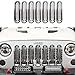 Hooke Road Clip-in Grill Inserts Silver Chrome Front Grille Covers for 2007-2015 Jeep Wrangler JK & Unlimited (Pack of 7)