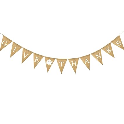Amazon Com Luoem Thanksgiving Banner Burlap Bunting Pennant Flag