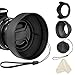 49mm Lens Hood Set Lens Shade Compatible with Canon EF 50mm f/1.8 STM Lens Replaces Canon ES-68 Hood, Collapsible Rubber Lens Hood + Reversible Tulip Flower Lens Hood + Center Pinch Lens Cap
