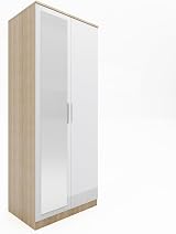 ELEGANT White High Gloss Wardrobe with Mirror - Modern Bedroom Furniture
