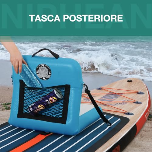 Niphean Inflatable SUP Seat with Back Support, Sturdy Sup Seat for Inflatable Boats, Canoeing, Boating, Kayaking, Adults and Children, No Straps Needed, Simple Comfortable