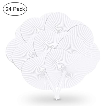 phixilin Papierfächer 24 STK. Handfächer Fächer Hochzeit Papierfächer Taschenfächer Faltfächer Hand Fan Faltbar Papier Fan mi