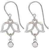 Spirit by Silver Forest Silver Tone Lotus Flower Dangling Earrings