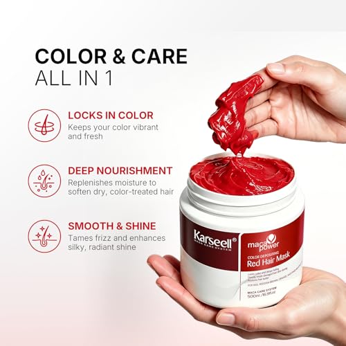Karseell Color Depositing Conditioner, Red Hair Mask for Color-Treated Hair | Deep Repair Treatment, Color Boosting, Hydrates and Enhances Red Tones for Color-Treated Hair 500ml