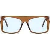 mincl Retro Square Sunglasses for Women Shades UV400 Fashion Blue Green Men Rivets Trending Punk Sun Glasses