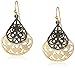 1928 Jewelry Gold and Black-Tone Filigree Pear Shape Overlay Drop Earrings