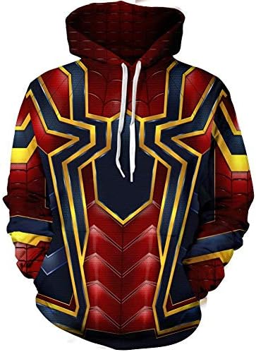 Superhero Hoodie Halloween Spider Cosplay Costume Fashion Hooded Coat for Unisex Adult