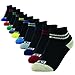 EnerWear 10P Pack Unisex Kids Cotton Cushion No Show Socks (Low Cut/Black, 7-8.5)