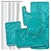 Effiliv Bathroom Rug Set 5 Piece - Memory Foam Bathroom Mat Set, Soft and Comfortable, Non-Slip Thick Absorbent Bath Mats, Machine Washable, Teal