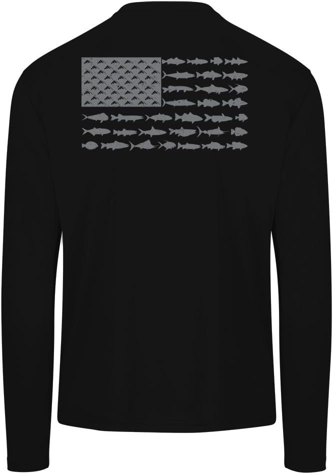 Chasing Fin American Fish Flag Performance Long Sleeve Fishing Shirt (UPF 50+)