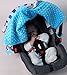 Baby Minky Velboa Carseat Canopy Carrier Cover (Airplane / Turquoise)