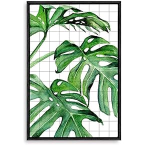 Framed Canvas Home Artwork Decoration Nordic Style Plant Canvas Wall Art for Living Room, Bedroom - 16x24 inches