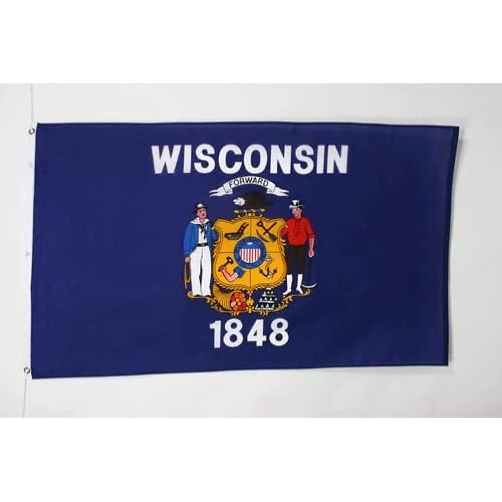 AZ FLAG - Wisconsin Flag - 3x5 Ft - Light Polyester Us State Of Wisconsin Banner with Two Brass Eyelets - Fade Resistant - Vivid Colors - 3' x 5' Feet - 150x90 Cm