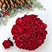 Red Velvet Silk Rose Bouquet (24 Roses) - Silk Bridal Wedding Bouquet and Matching Boutonniere - Valentines Day Christmas Wedding Flower Package