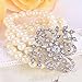 EleQueen Women's Silver-tone Simulated Pearl Crystal Victorian Style Flower Ivory Color Bridal Strand Stretch Bracelet